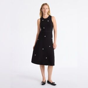 Free Assembly Elegant Black Sleeveless Dress with Floral Accents